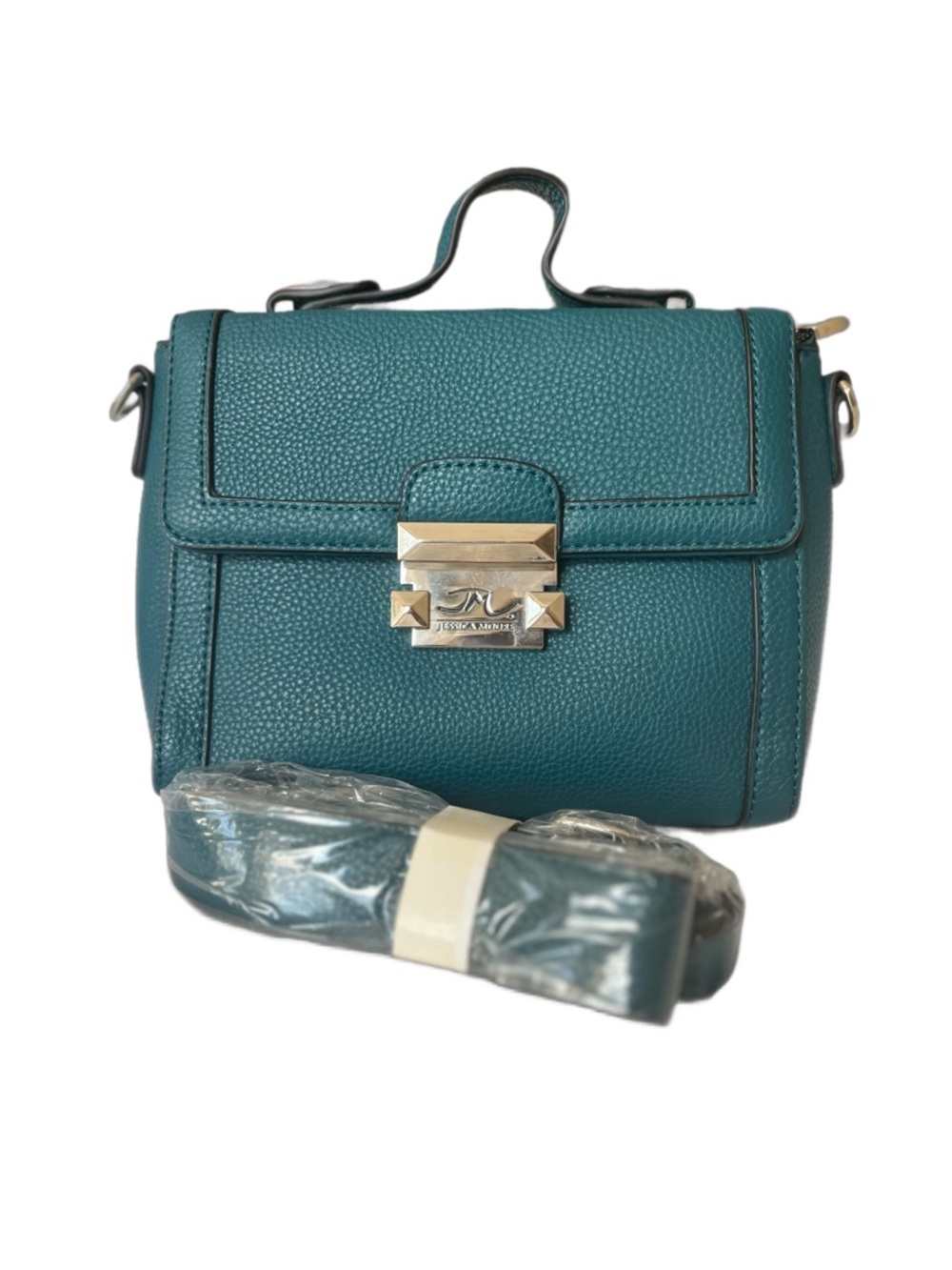 Pebbled Teal Hobo Satchel with Gold-Tone Lock